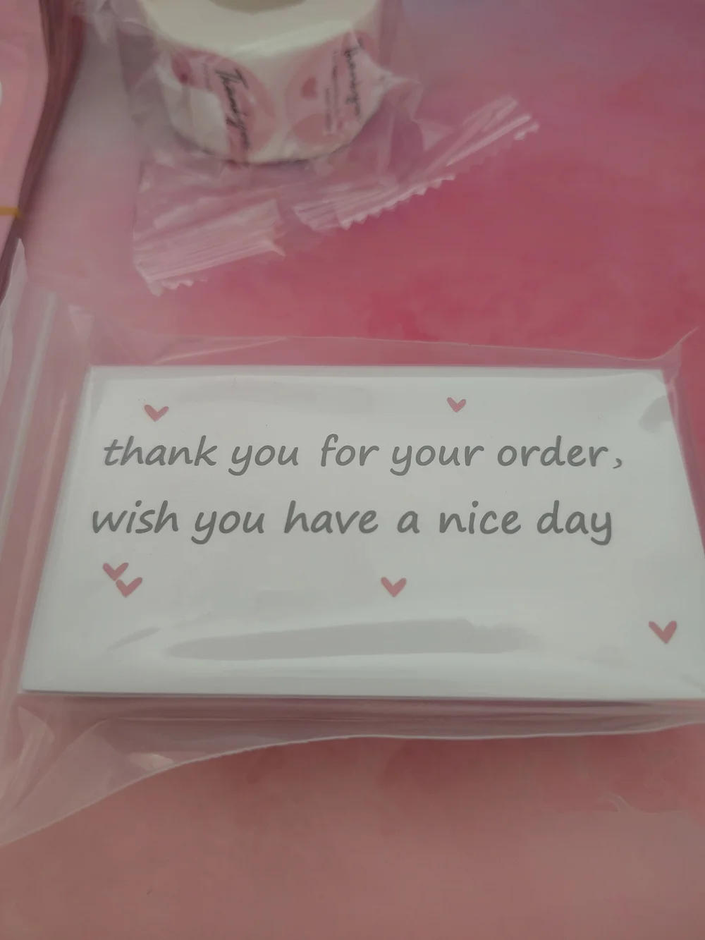 Thank You Cards and Stickers Set with Resealable Packaging Bags